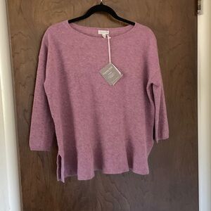 Garnet Hill Dusty Rose Crewneck Cashmere Sweater